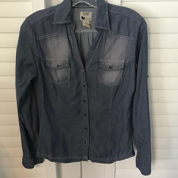 Prototype blue 100% cotton denim button down, S - Picture 1 of 5